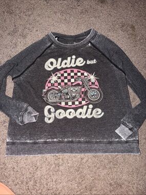 RECYCLED KARMA Dark Gray "Oldie but Goodie" Graphic Sweatshirt